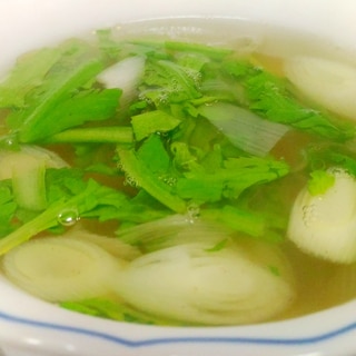 菊菜と白ネギの中華スープ